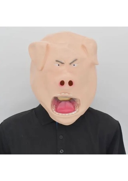 Stil Yeni Bir Komik Domuz Kafası Maskesi Şarkı Giydirme Masquerade Cadılar Bayramı Kostüm Partisi Sahne Maskeleri Lateks Kırmızı Pembe Domuz Kask Kulaklık Karnaval (Yurt Dışından)