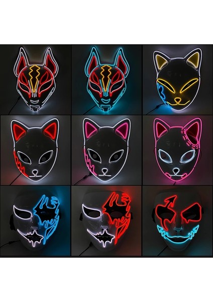 Stil 33 Cosplay Cadılar Bayramı Partisi Maskesi Aydınlık Light Up LED Maske El Neon Parlayan Anime Maske Masque Masquerade Maskeleri Korku Karnaval Maskesi (Yurt Dışından)