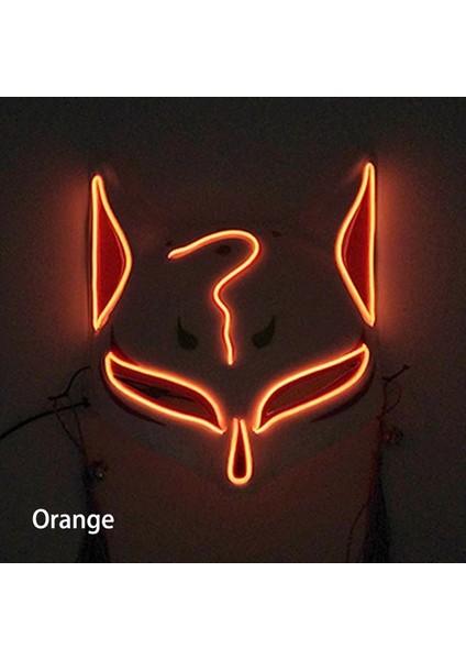 06 Turuncu Aydınlık Japon Neon Işık Tilki Maskesi Anime Cosplay Parti Maskesi Gece Kulübü Için Karanlıkta Yanıp Sönen Kitsune Maskesi (Yurt Dışından)