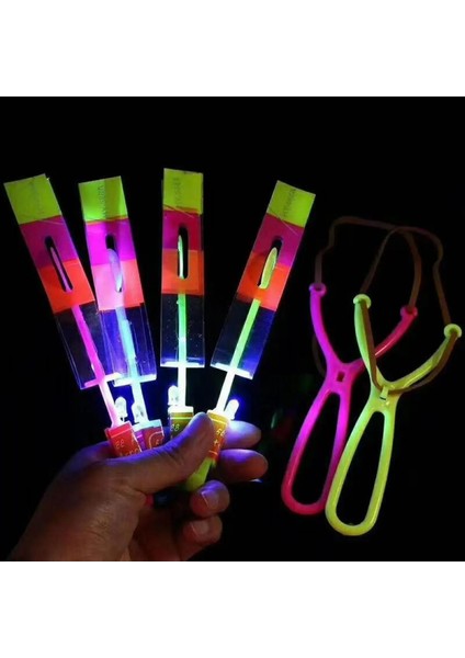 Sapan 15.5 cm 1 Adet 1/5/10 Adet Inanılmaz Işık Oyuncak Ok Roket Helikopter Uçan Oyuncak LED Işık Oyuncaklar Parti Eğlenceli Hediye Lastik Bant Öğle Yemeği Oyuncak Çocuklar Için (Yurt Dışından)