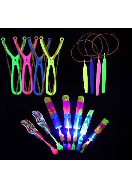 Sapan 15.5 cm 1 Adet 1/5/10 Adet Inanılmaz Işık Oyuncak Ok Roket Helikopter Uçan Oyuncak LED Işık Oyuncaklar Parti Eğlenceli Hediye Lastik Bant Öğle Yemeği Oyuncak Çocuklar Için (Yurt Dışından)