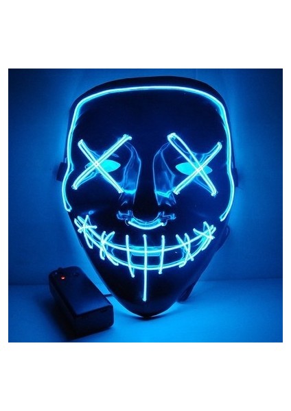 Mavi Cadılar Bayramı Maskesi Light Up, Hacker Tasfiye Maskesi, Cosplay Kostümleri Festivali Karnaval Parti Hediyeleri Için Korkunç LED Maske Çocuk Erkek Kadın (Yurt Dışından)