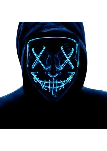 Mavi Cadılar Bayramı Maskesi Light Up, Hacker Tasfiye Maskesi, Cosplay Kostümleri Festivali Karnaval Parti Hediyeleri Için Korkunç LED Maske Çocuk Erkek Kadın (Yurt Dışından) fiyatları