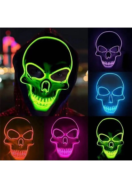 Kırmızı Cadılar Bayramı Neon LED Tasfiye Maskesi Masque Masquerade Parti Maskeleri Karanlıkta Işık Aydınlık Komik Maskeler Cosplay Kostüm Malzemeleri (Yurt Dışından) fırsatları