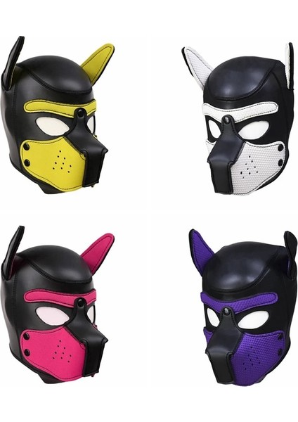 XLWHITE60-68CM Xl Kodu Marka Yeni Artış Büyük Boy Köpek Cosplay Yastıklı Kauçuk Tam Kafa Kaput Maskesi Kulakları ile Erkekler Kadınlar Için Köpek Rol Oynamak (Yurt Dışından)