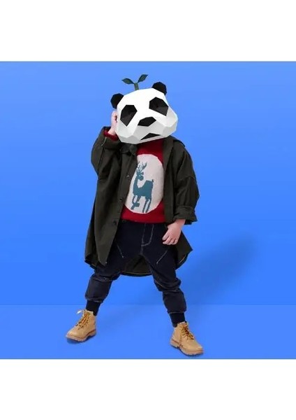 Floresan Sarı Cosplay Maskeleri Cadılar Bayramı Partisi Maskesi Malzemeleri Panda Ayı Kostümü Kafa Hood 3D Kağıt Modeli Dıy Karikatür El Yapımı Yüz Cosplay Oyuncaklar (Yurt Dışından)