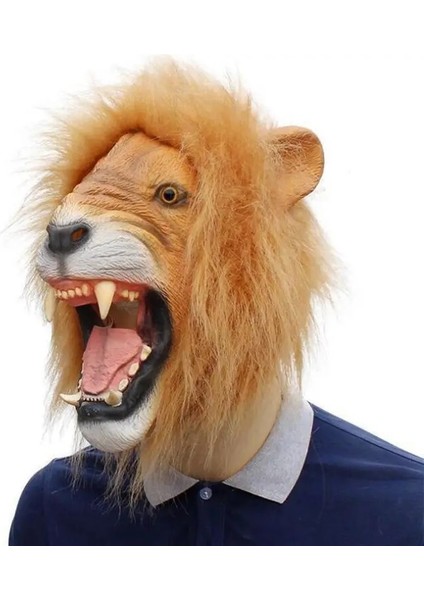 Resim Renk Lateks Aslan Maskesi Tam Yüz Hayvan Maskeleri Cadılar Bayramı Masquerade Doğum Günü Partisi Maskesi Cosplay (Yurt Dışından) modelleri