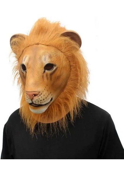 Resim Renk Lateks Aslan Maskesi Tam Yüz Hayvan Maskeleri Cadılar Bayramı Masquerade Doğum Günü Partisi Maskesi Cosplay (Yurt Dışından) indirimleri