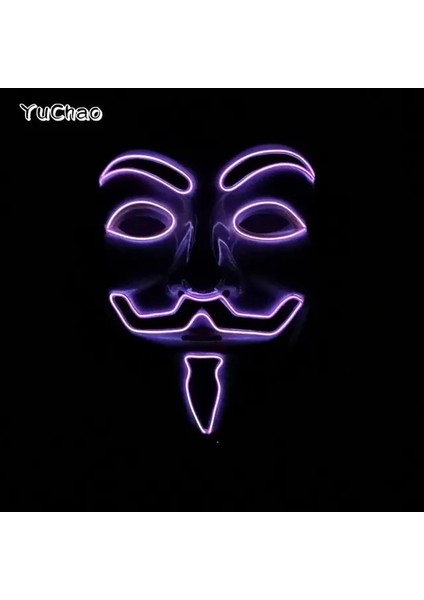 B Mor Sıcak Satış LED Festivali Rave Işık Parti Cosplay Vendetta Guy Fawkes Flaş Takım Elbise El Şapka + Parlayan Kravat + Neon Maske Bar Dans Malzemeleri (Yurt Dışından)
