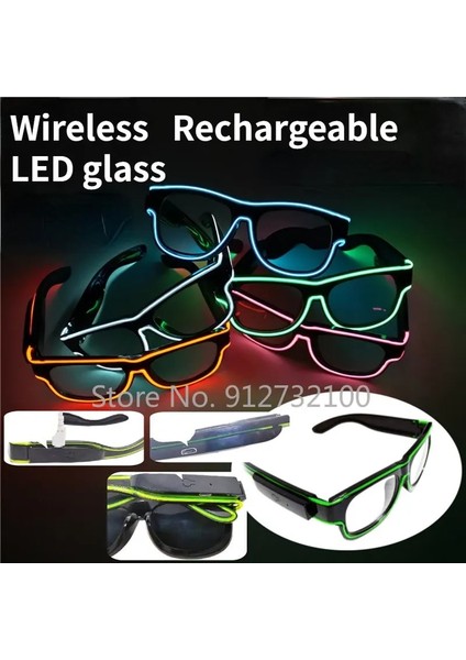 Noen Yeşil Işık Güneş Gözlüğü LED Gözlük USB Şarj Edilebilir Kablosuz Işıklı Gözlük Gece Bar Parti Hediyeler Neon Parti Cadılar Bayramı Noel Için Elektronik Sahne (Yurt Dışından)