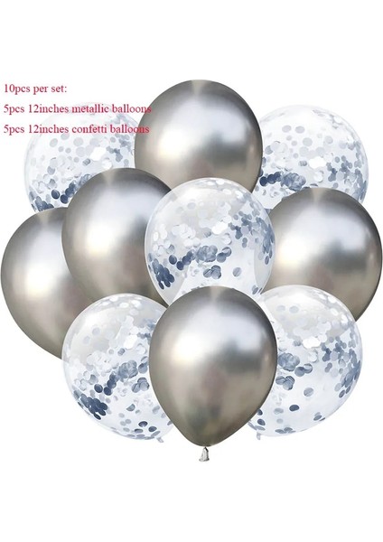 Mor Yeşil 10 Adet/grup Mix Siyah Gümüş Konfeti Balonları Düğün Doğum Günü Partisi Dekorasyon Metalik Helyum Balon Bebek Duş Glitter Globos (Yurt Dışından) fiyatları