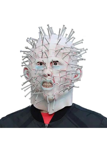 Hellraiser Maskesi Korku Filmi Hellraiser Pinhead Maskesi Cadılar Bayramı Partisi Cosplay Şeytan Infernal Tırnak Hayalet Kostüm Parodi Karnaval Sahne (Yurt Dışından)
