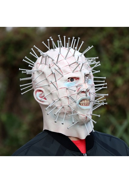 Hellraiser Maskesi Korku Filmi Hellraiser Pinhead Maskesi Cadılar Bayramı Partisi Cosplay Şeytan Infernal Tırnak Hayalet Kostüm Parodi Karnaval Sahne (Yurt Dışından) modelleri