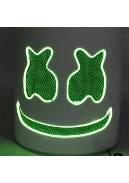 Yeşil Dj Müzik Festivali Cadılar Bayramı Maskesi Sahne Tam Kafa Maskesi Cadılar Bayramı Kostümleri Cosplay Yanıp Sönen Tarzı Glow Marshmello LED Maske (Yurt Dışından)