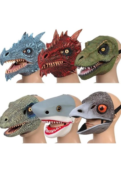 Q 3D Dinozor Maskesi Rol Oynamak Sahne Performansı Başlık Jurassics Dünya Raptor Dinozor Dino Festivali Karnaval Hediyeler (Yurt Dışından)