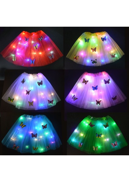 1 Adet Beyaz Saç Halat Prenses Kız Kelebek Işık Tutu LED Etek Glow Çiçek Çelenk Taç Bandı Parti Cadılar Bayramı Noel Düğün Doğum Günü Hediyesi (Yurt Dışından)