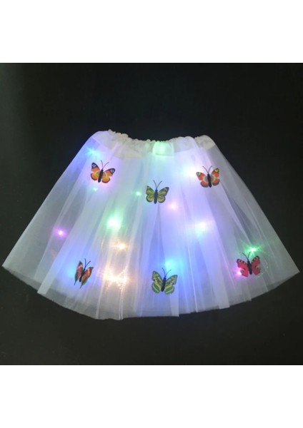 1 Adet Beyaz Saç Halat Prenses Kız Kelebek Işık Tutu LED Etek Glow Çiçek Çelenk Taç Bandı Parti Cadılar Bayramı Noel Düğün Doğum Günü Hediyesi (Yurt Dışından)