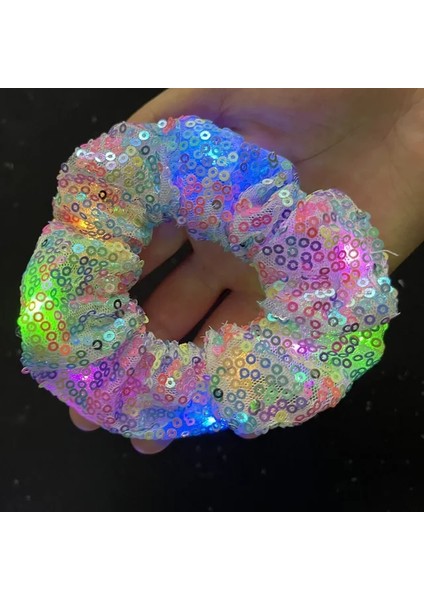 1 Adet Pullu Renkler Dıy Kız Light Up Scrunchies At Kuyruğu Tutucu Elastik Saç Halat Doğum Günü LED Rave Neon Bar Düğün Karnaval Glow Parti Malzemeleri (Yurt Dışından)