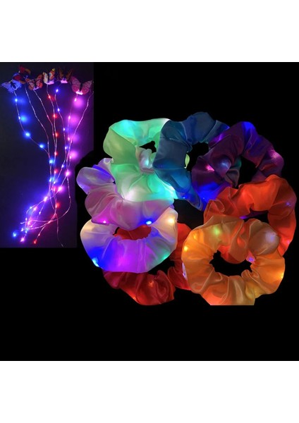 1 Adet Pullu Renkler Dıy Kız Light Up Scrunchies At Kuyruğu Tutucu Elastik Saç Halat Doğum Günü LED Rave Neon Bar Düğün Karnaval Glow Parti Malzemeleri (Yurt Dışından)