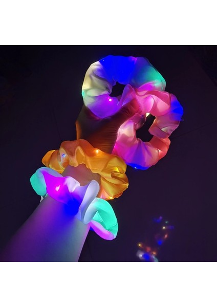 1 Adet Pullu Renkler Dıy Kız Light Up Scrunchies At Kuyruğu Tutucu Elastik Saç Halat Doğum Günü LED Rave Neon Bar Düğün Karnaval Glow Parti Malzemeleri (Yurt Dışından)
