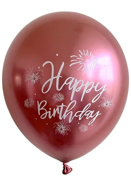 Bordo 10 Adet 12 Inç Krom Metalik Lateks Balonlar Mutlu Yıllar Baskılı Desen Balon Helyum Metal Globos Doğum Günü Partisi Süslemeleri (Yurt Dışından)