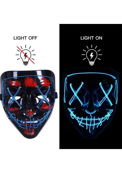 Cadılar Bayramı Maskesi Light Up, Hacker Tasfiye Maskesi, Cosplay Kostümleri Festivali Karnaval Parti Hediyeleri Için Korkunç LED Maske Çocuk Erkek Kadın (Yurt Dışından)