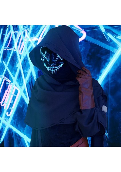Cadılar Bayramı Maskesi Light Up, Hacker Tasfiye Maskesi, Cosplay Kostümleri Festivali Karnaval Parti Hediyeleri Için Korkunç LED Maske Çocuk Erkek Kadın (Yurt Dışından)