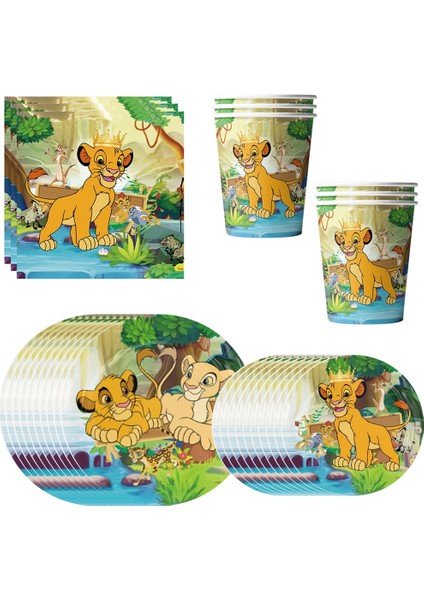 94 Adet Disney Aslan Kral Simba Doğum Günü Partisi Dekorasyon Tek Kullanımlık Sofra Seti Balon Arka Plan Çocuk Kız Erkek Parti Malzemeleri (Yurt Dışından)