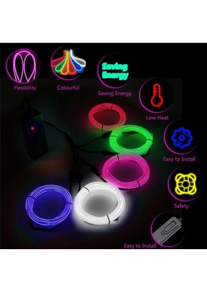 Pil Kutusu Sarı 1 Metre Esnek Neon Işık Glow El Tel Halat Kablo Noel Dans Rave Dekorasyon Için LED Işıkları Dıy Ayakkabı Giyim USB LED Şerit Lamba (Yurt Dışından)