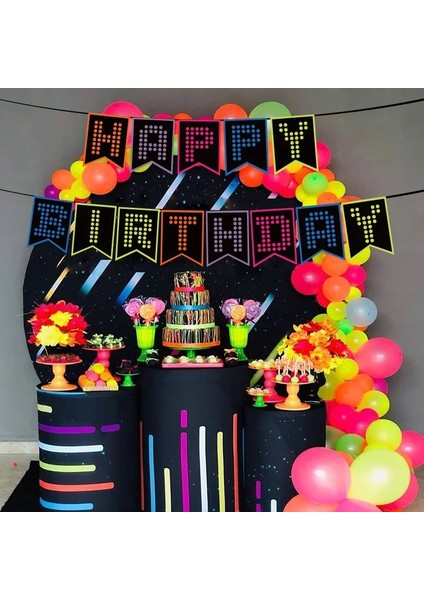 Aydınlık Afiş Bir Neon Mutlu Doğum Günü Afiş 12 Inç Helyum Aydınlık Top Floresan Kağıt Beş Yıldızlı Flama Çocuklar Için Asılı Doğum Günü Hediyeleri (Yurt Dışından) indirimleri
