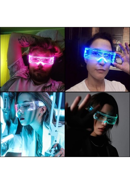 Stil D Moda Serin LED Gözlük Aydınlık Neon Işık Up Gözlük Parlayan Rave Kostüm Gözlük Noel Cadılar Bayramı Malzemeleri Dj Kulübü Sahne (Yurt Dışından) fiyatları