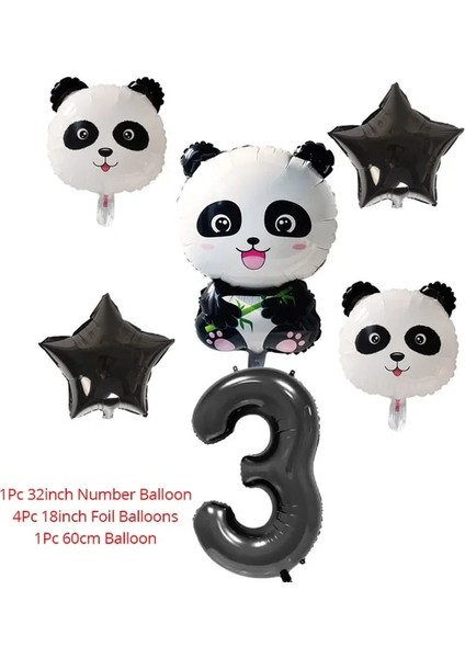 Numarası 3 Takım Karikatür Panda Folyo Balon Parti Dekoru Hayvanlar Tema Doğum Günü Partisi Bebek Duş Malzemeleri Hayvanat Bahçesi Hayvan Balonlar Panda Parti Malzemeleri (Yurt Dışından)