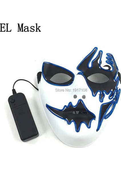 Renkli 1 Cadılar Bayramı Cosplay Parti El Neon Maske Light Up LED Maske Dj Parti Korkunç Maske Cadılar Bayramı Kostüm Dekorasyon Karanlıkta Glow (Yurt Dışından) modelleri