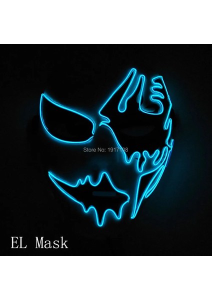 Renkli 1 Cadılar Bayramı Cosplay Parti El Neon Maske Light Up LED Maske Dj Parti Korkunç Maske Cadılar Bayramı Kostüm Dekorasyon Karanlıkta Glow (Yurt Dışından) fırsatları