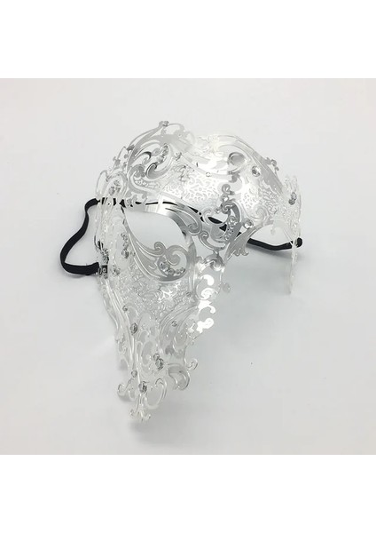 Gümüş Siyah Altın Kafatası Metal Maske Cadılar Bayramı Taklidi Yarım Yüz Venedik Masquerade Erkekler Beyaz Kadın Kafatası Telkari Parti Maskesi (Yurt Dışından)