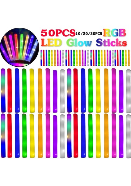 Çok Renkli 5-50 Adet LED Köpük Glow Sticks Yanıp Sönen Glow Coplar Tezahürat Tüpü Karanlıkta Glow Rgb Yanıp Sönen Sopa Oyuncaklar Düğün Parti Malzemeleri Için (Yurt Dışından) indirimleri