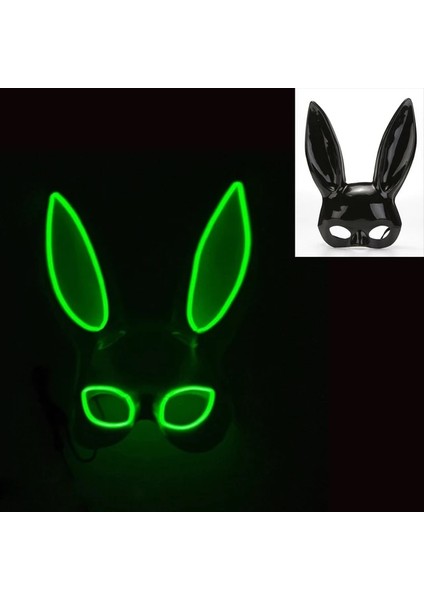 Siyah Maske Tabanı 4 10 Renk LED Glow Karnaval Kadın Cosplay Masquerade Bunny Maskesi Neon Sevimli Uzun Kulaklar Tavşan Maskeleri Parti Gece Kulübü Bar Malzemeleri (Yurt Dışından)