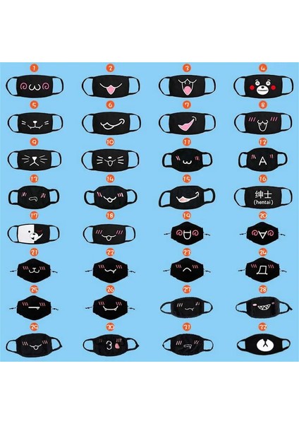 1 Adet 1 Parça Pamuk Maske Sıcak Tutmak Için Karikatür Komik Yüz Maskesi Unisex Ziyafet Parti Maskesi Solunum Cihazı Siyah (Yurt Dışından)