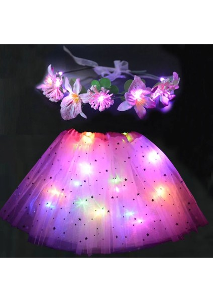 Genç Veya Kadınlar Için Turuncu Etek Kız Kadın Çiçek Perisi Light Up Yıldız Tutu LED Etek Glow Kafa Bandı Çelenk Parti Hediye Doğum Günü Kostüm Düğün Festivali Cadılar Bayramı (Yurt Dışından) fiyatları