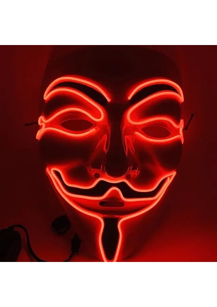 Kırmızı LED Hacker Maskesi V Vendetta Maskesi Yetişkinler Işıklı Cadılar Bayramı Maskesi (Yurt Dışından)