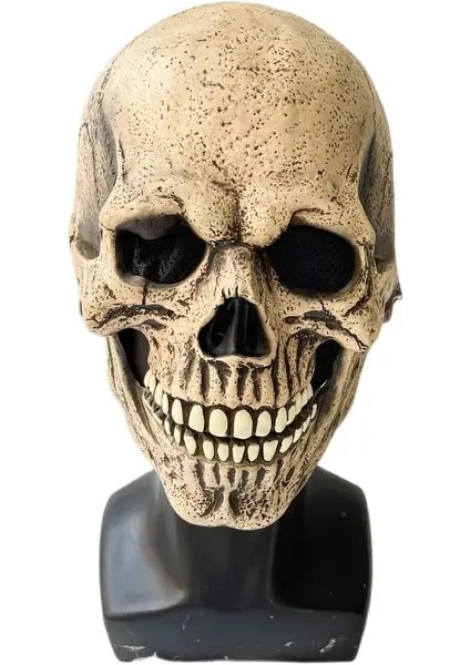 SKELETON01 Cadılar Bayramı Maskesi Hareketli Çene Tam Kafa Kafatası Maskesi Cadılar Bayramı Dekorasyon Korku Korkunç Maske Cosplay Parti Dekor Kafatası Kask (Yurt Dışından)