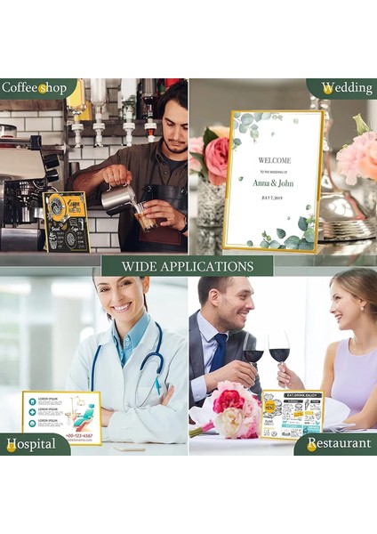 4x6 Inç 6 Paket Altın Sınırları Akrilik Burcu Tutucu Resim Çerçevesi Ekran Standı Şeffaf Kağıt Tutucu Masa Menü Standları Düğün Ofis Restoran Için (Yurt Dışından) fiyatları