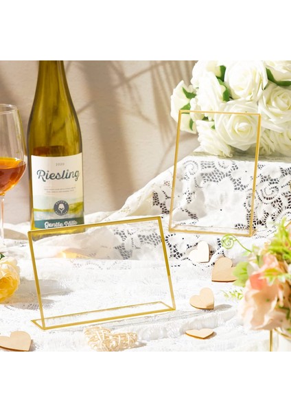 4x6 Inç 6 Paket Altın Sınırları Akrilik Burcu Tutucu Resim Çerçevesi Ekran Standı Şeffaf Kağıt Tutucu Masa Menü Standları Düğün Ofis Restoran Için (Yurt Dışından) indirimleri