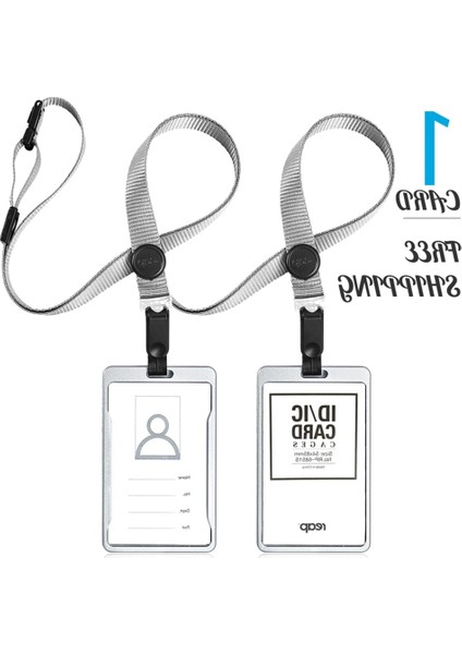 6851S Gri 7635 Alüminyum Dikey Kimlik Ayarlanabilir Kordon/kayış Kart Adı Etiketi Rozet Tutucu (Yurt Dışından) modelleri