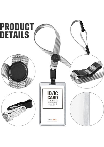 6851S Gri 7635 Alüminyum Dikey Kimlik Ayarlanabilir Kordon/kayış Kart Adı Etiketi Rozet Tutucu (Yurt Dışından) indirimleri