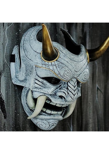 Gri Korkunç Canavar Cadılar Bayramı Cosplay Maske Hannya Şeytan Oni Samurai Noh Kabuki Prajna Şeytan Maskeleri (Yurt Dışından)
