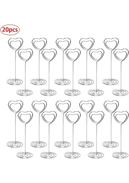 SILVER-20PCS 10/20PCS Masa Fotoğraf Tutucular Kalp Şekli Numarası Isim Kartı Yeri Kağıt Menü Klipleri Düğün Doğum Günü Partisi Malzemeleri Ev Dekor Için (Yurt Dışından)