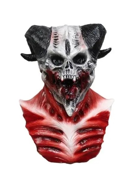 Stil 1 Boynuz Şeytan Şeytan Lateks Maske Gerçekçi Krampus Şeytan Maskesi Noel Kostüm Şapkalar Parti Korkunç Sahne (Yurt Dışından)
