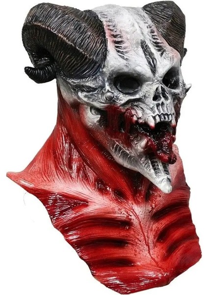 Stil 1 Boynuz Şeytan Şeytan Lateks Maske Gerçekçi Krampus Şeytan Maskesi Noel Kostüm Şapkalar Parti Korkunç Sahne (Yurt Dışından) modelleri