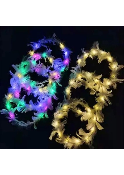 6 Adet 6 Adet LED Noel Kafa Bandı Light Up Tüy Melek Taç Çelenk Bantlar Aydınlık Saç Aksesuarları Headdress Kadınlar Çocuklar Için (Yurt Dışından)